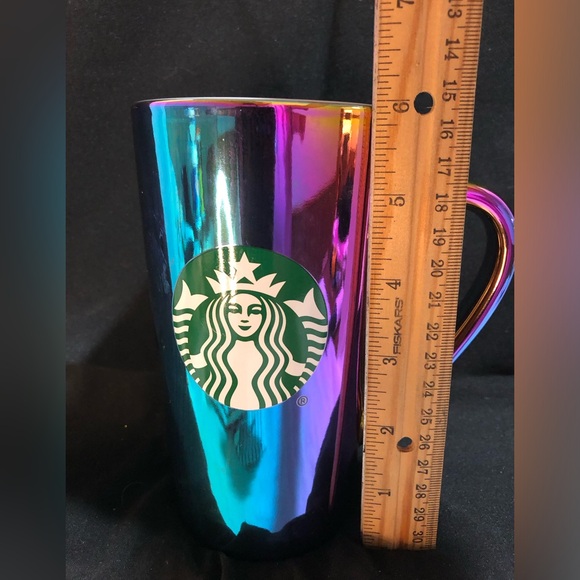 STARBUCKS COFFEE MUG 16oz Rainbow Holographic Iridescent Oil Slick 2022 Holiday - Picture 8 of 11
